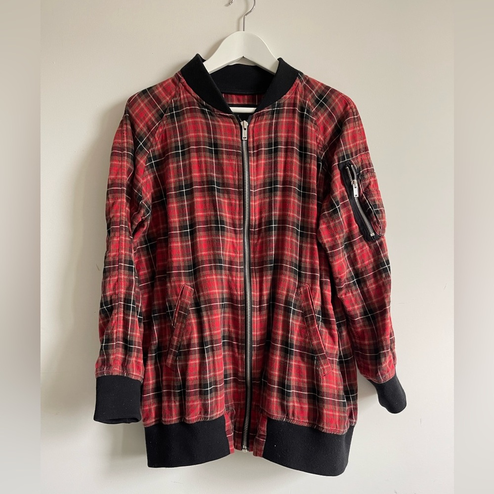 R13 light weight bomber jacket plaid